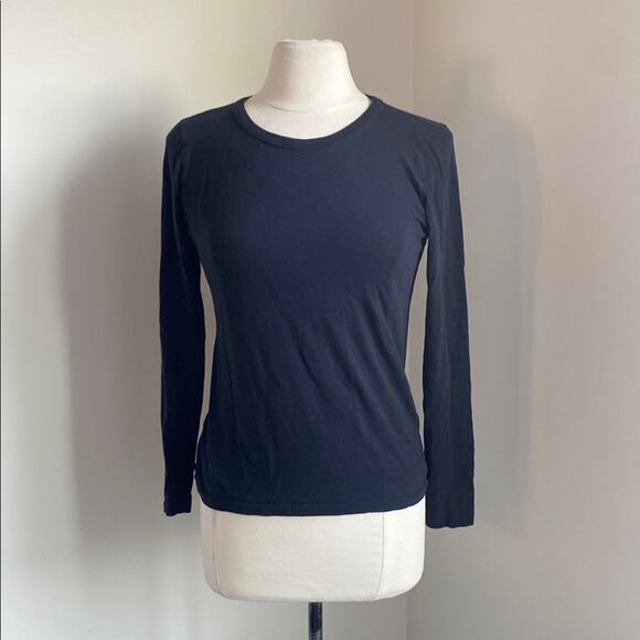 J. CREW Crew Neck Long Sleeve Tee Womens Sz Small Classic Black Cotton Knit - Picture 1 of 6